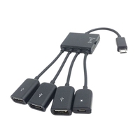 1 to 4 USB HUB  MicroUSB/ TypeC OTG Charging Splitters Adapter Cable Easily Connection for Various Devices