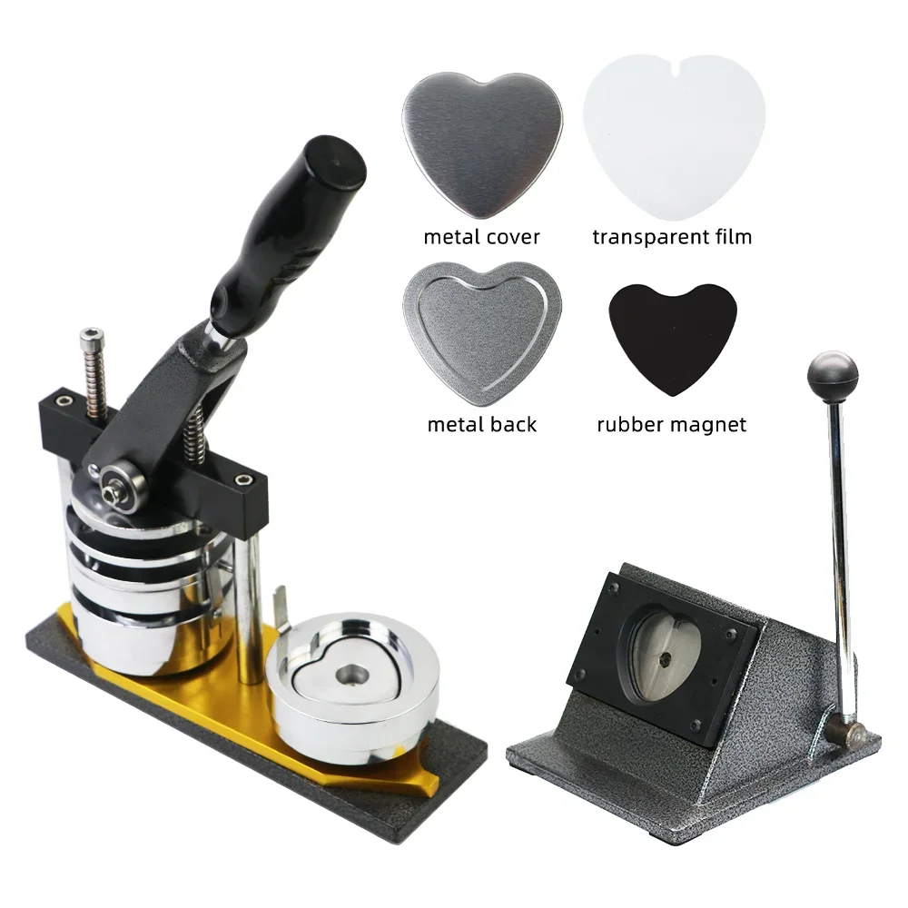 Heart Shape 57x54mm Magnet Making Machine Kit Including Machine, cutter, and 100pcs Magnet Materials