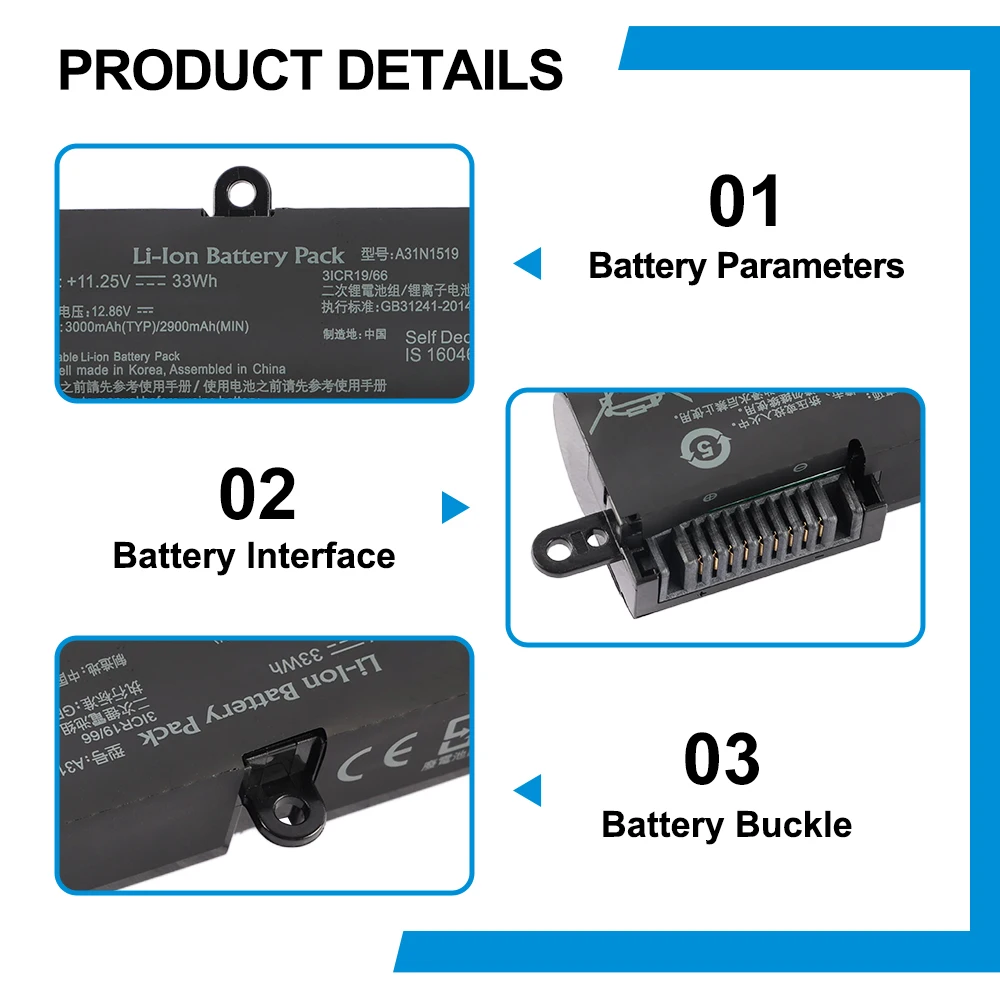 KingSener – batterie A31N1519 3400mAh, pour ASUS X540 X540L X540LA X540LJ X540S X540SA X540SC X540YA A540 A540LA F540SC R540S R540SA