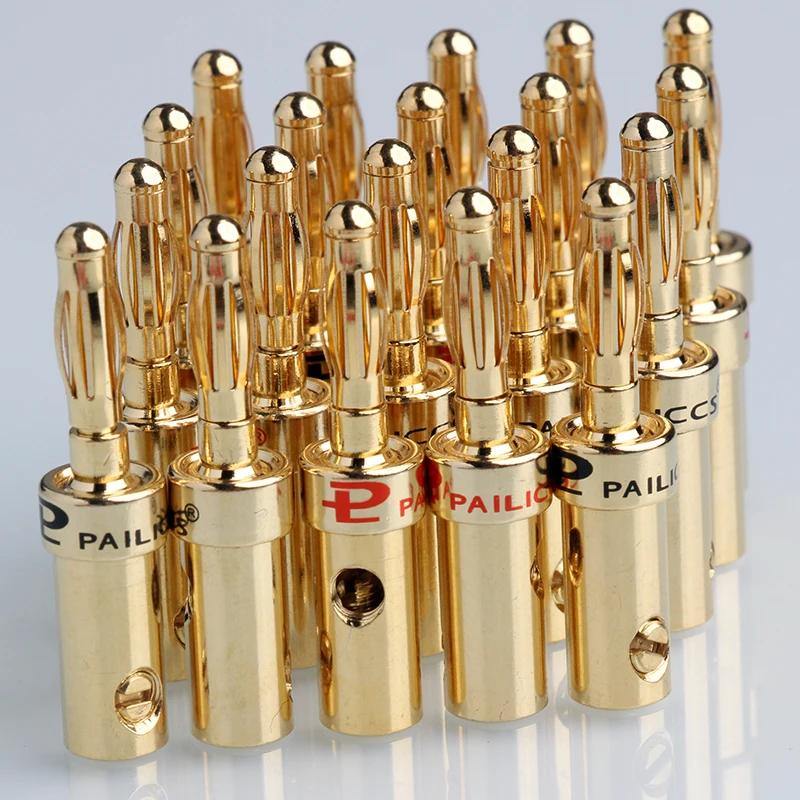 Cabo musical banhado a ouro, 20 peças, 4mm, adaptador de plugue banana, conector de alto-falante de áudio, musical banhado para amplificadores de fio de alto-falante