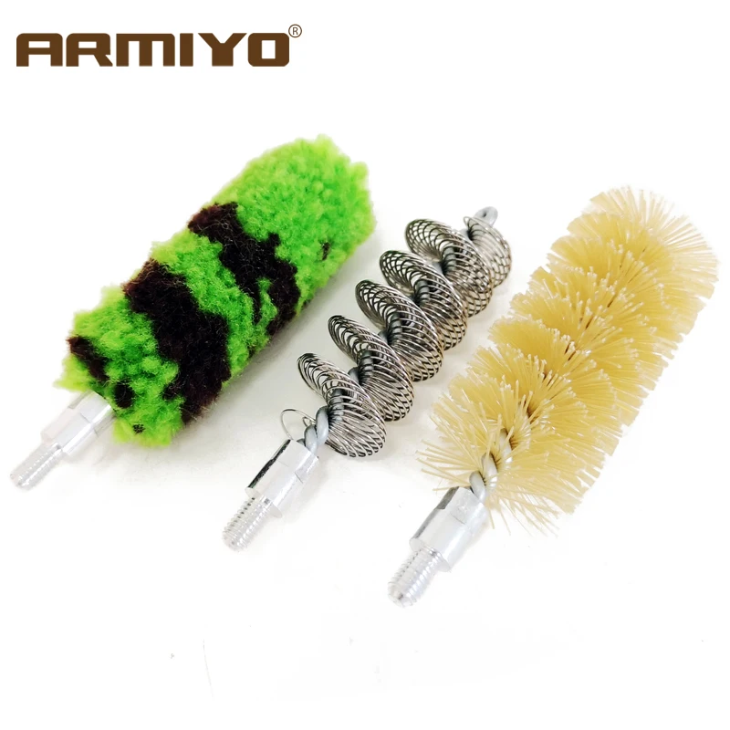 Armiyo 3 teile/satz 12GA 18,5mm Durchmesser Pipeline Reiniger Wolle Metall Borsten Pinsel Jagd Reinigung Kit Gewinde Größe 10-32T – Detail 1
