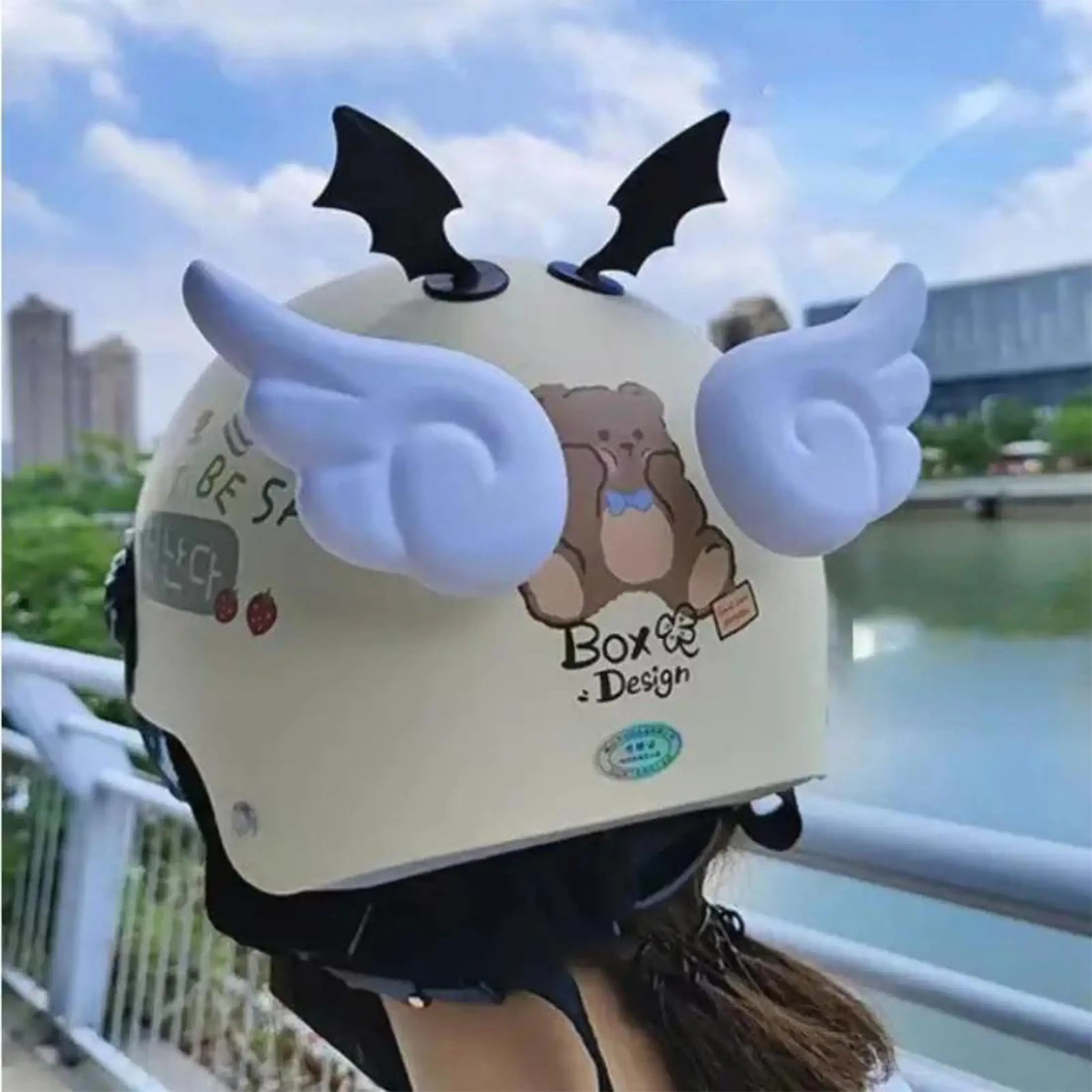 

2PC Electric Motorcycle Helmet Angel Wings Decoration Accessories