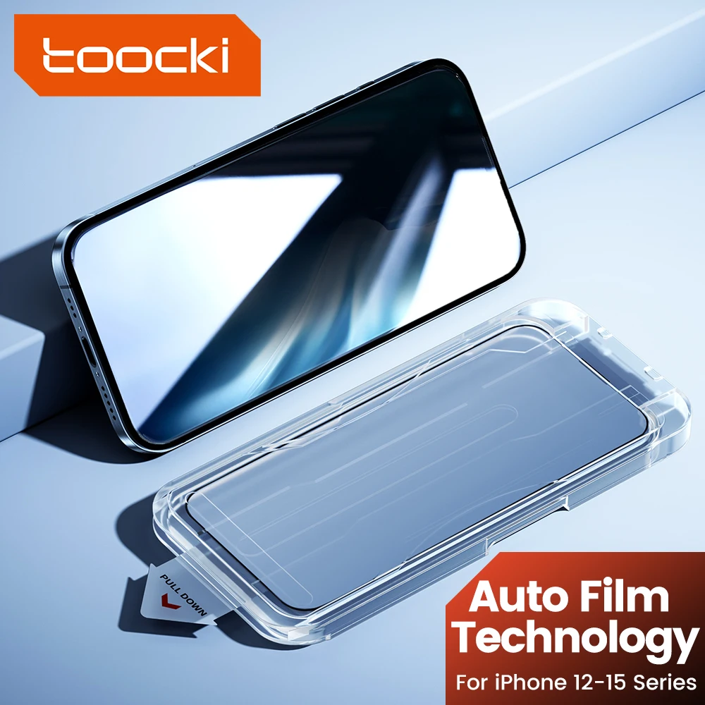 Toocki HD-Hartglasfolie für iPhone 15, 14, 13, 12 Pro Max Plus, Handy-Displayschutzfolie mit Reinigungsset, gehärtete Folie