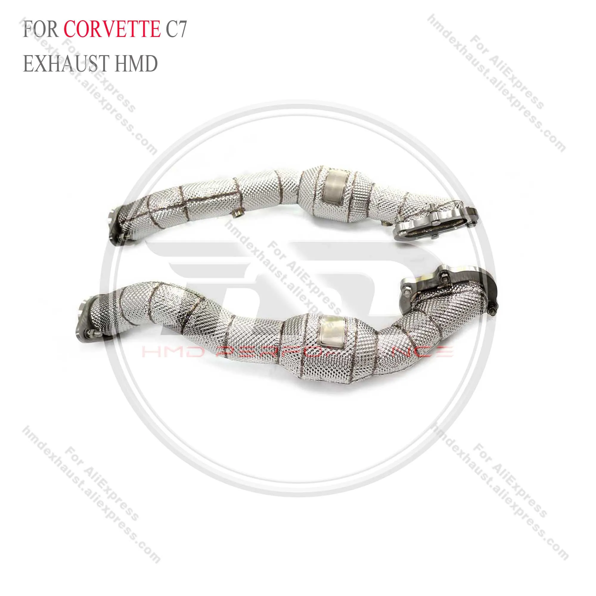 HMD Performance Exhaust Systems Downpipe For Corvette C7 High Flow Catalyst Exhaust Downpipe With Shield