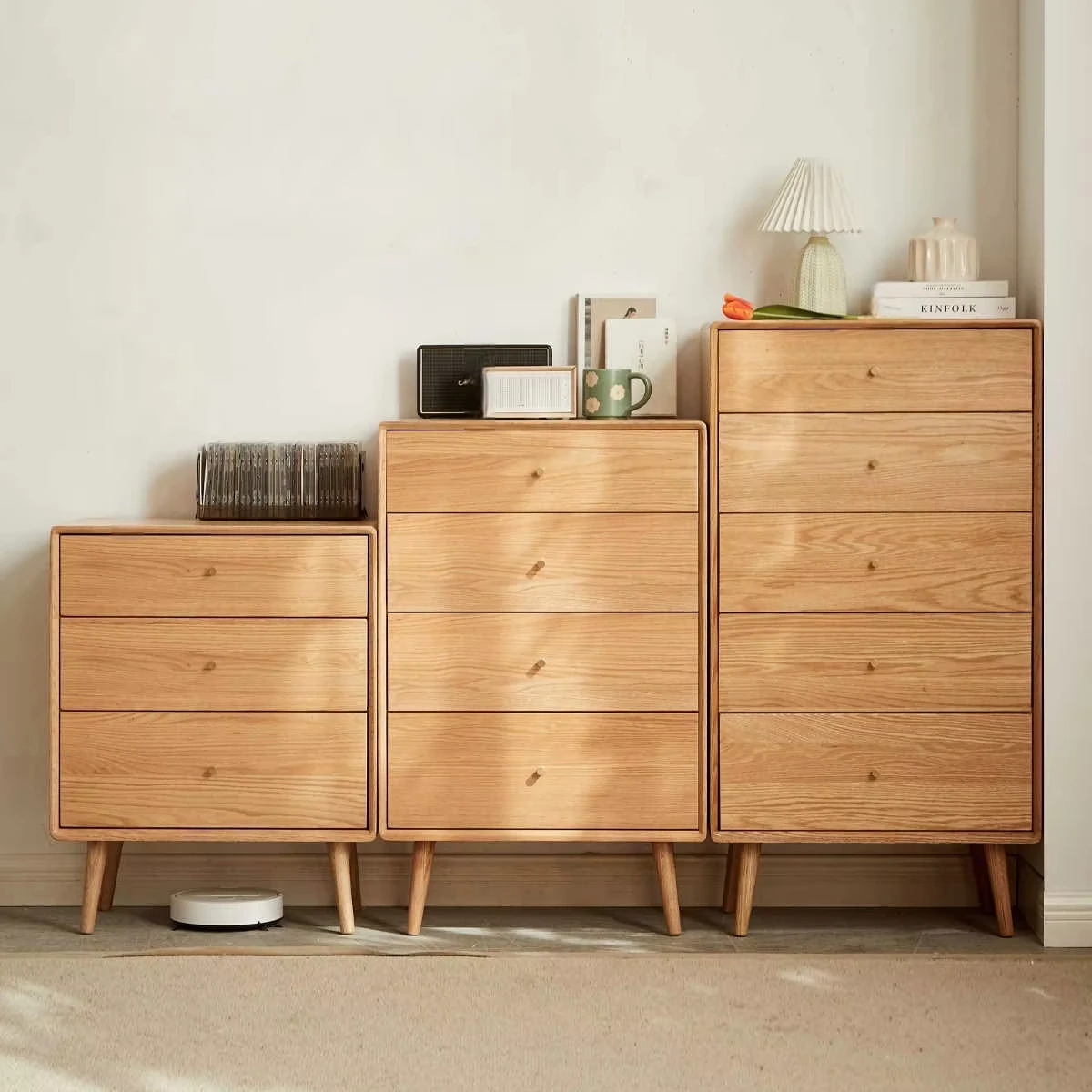 

# Modern Minimalist Wood Chest Drawers Nightstands Living Room Drawer-Style Side Cabinet