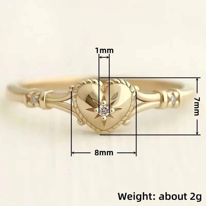 Huitan Gold Color Heart Rings with Shiny Cubic Zirconia for Women Delicate Wedding Band Accessories Trendy Engagement Jewelry image 5
