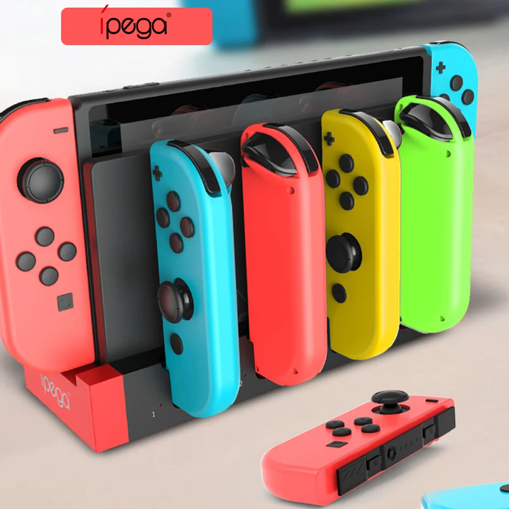 شاحن تحكم لنينتندو سويتش ، Joycon-متوافق ، قفص الاتهام الشحن ، محطة الوقوف ، 2 حامل اللون مع المؤشر ، PG9186