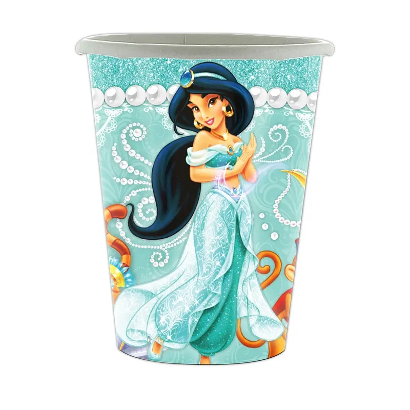 Jasmine Princess Theme Tableware Kids Girls Birthday Party Cups Plates Napkin Tablecloth Balloon Decor Girls Favors Supplies