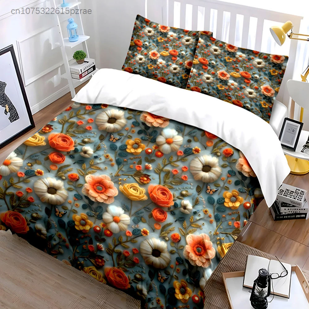 Floral Pattern Three-Piece Set Multiple Sizes kid's And adults' Bedroom Exquisite 3PC Bedding set, Gift