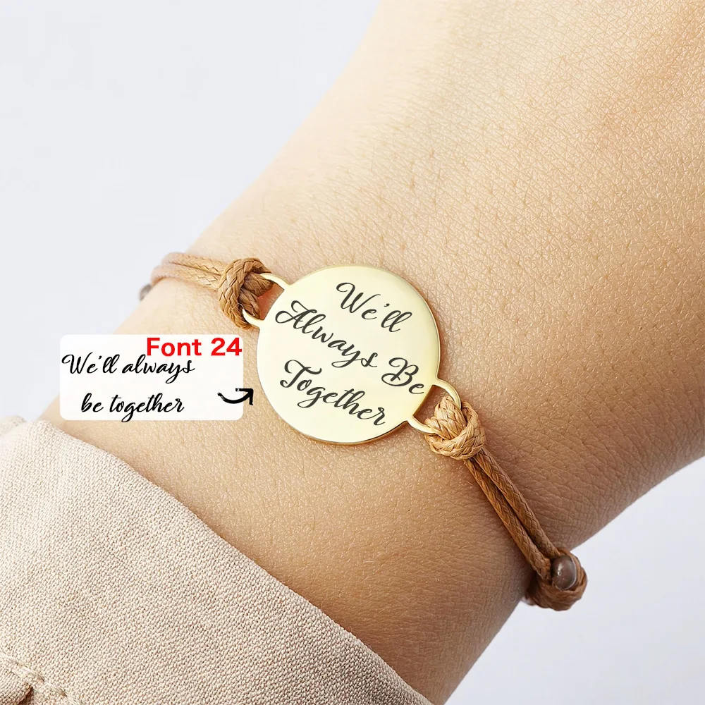 Tangula Personalized Custom Inscription Bracelet Stainless Steel Name Adjustable Blessing Phrase Bracelet Gift For Woman Jewelry