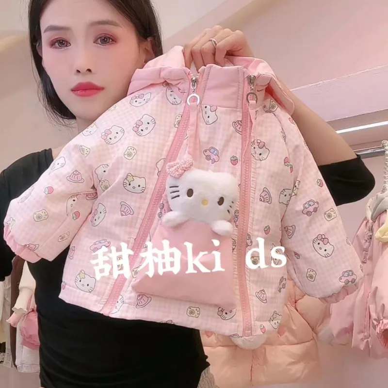 

Kawaii Hello Kitty Sanrio Children Cute Long Sleeve Sportswear Students Outdoor Warm Jackets Windbreaker Gift for Kids