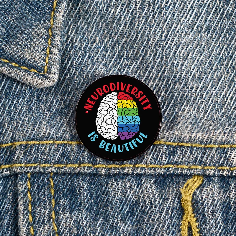 Neurodivergent Autism Rainbow Pin Custom Brooches Shirt Lapel teacher tote Bag backpacks Badge Cartoon gift pins for women