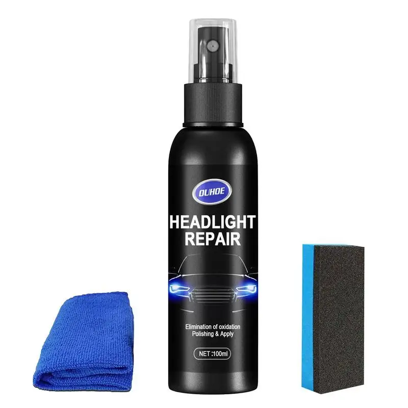 

Car Headlight Cleaner 100ML Headlight Restoration Spray High Transparency Headlight Repair Polish For Repair Headlight Yellowing