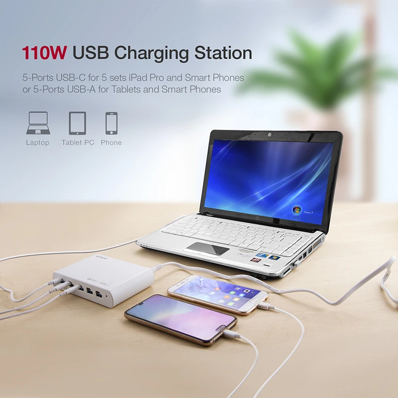 Universal Super 110W PD Charger for Laptop Phone Tablet 5 QC3.0 +5 PD3.0 Charger for HP Elitebook Folio 1040 G1 HP Chromebook 14