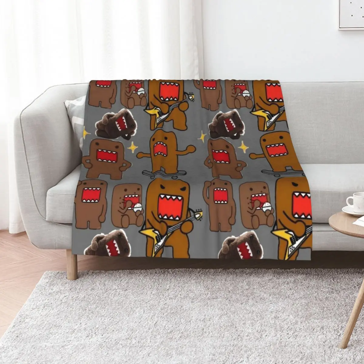 ???domo? kun?domo? kun?domo? kun?domo? kun??? Throw Blanket Warm Plush Fuzzy Blanket for Living Room