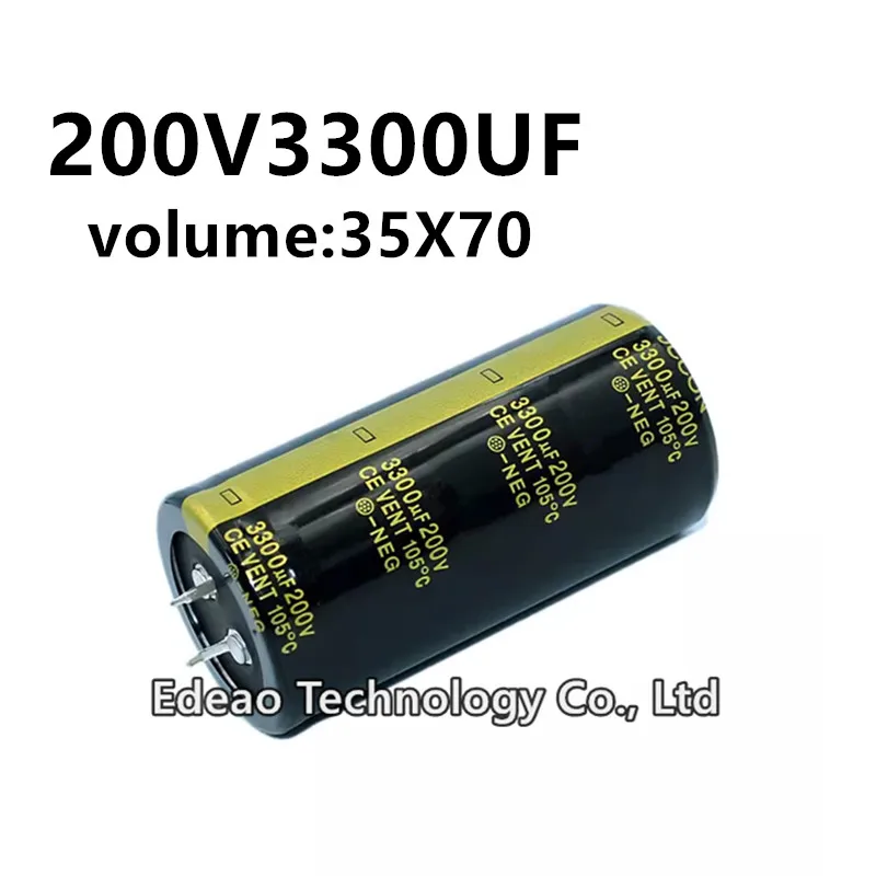 

2Pcs/lot 200V 3300UF 200V3300UF 3300UF200V volume: 35X70 mm audio power amplifier inverter aluminum electrolytic capacitor