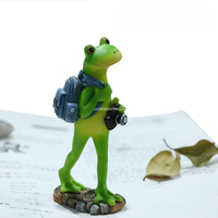 1 Piece Resin Patio Lawn Decoration Desktop Balcony Home Decoration Cartoon Animal Small Frog Statue Garden Fairy Garden 피규어