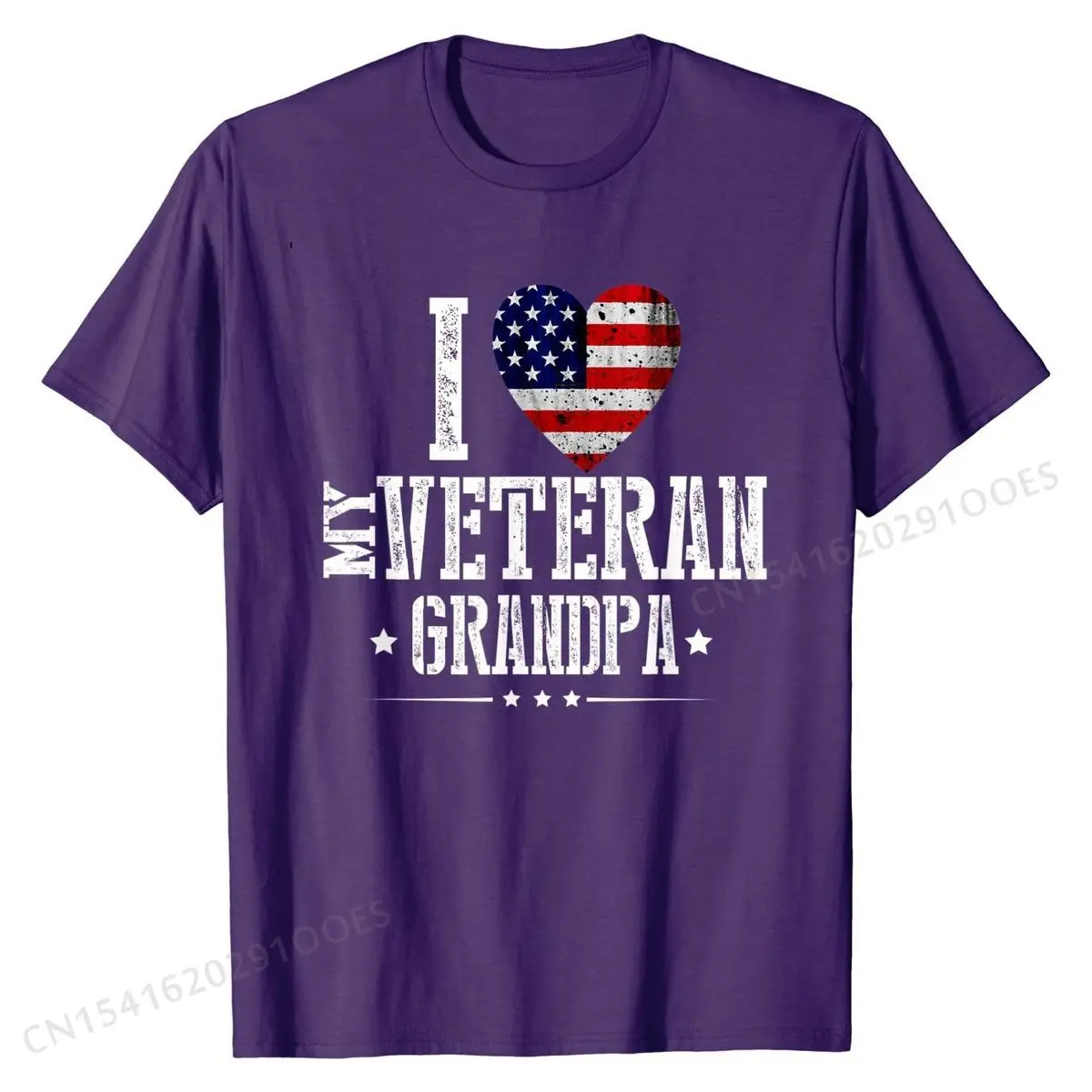 I Love My Veteran Grandpa Vintage Veteran's Day Gift T-Shirt Fashionable Tshirts for Students Cotton Tops & Tees  Classic