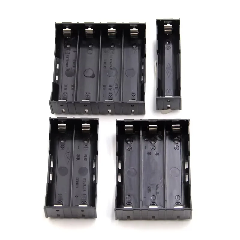 18650 Battery Case Holder 1/2/3/4 Slots 3.7V-4.2V DIY Battery Storage Box In Parallel Black Plastic Batteries Case With Hard Pin