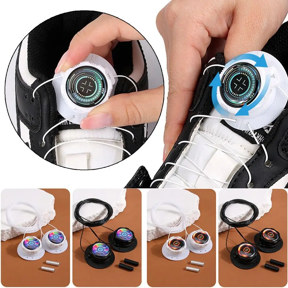 1Pair Quick Automatic Buckle Rope Adjustable Shoe Accessories No Tie Shoe Laces Swivel Buckle Shoestrings For Adults Kids