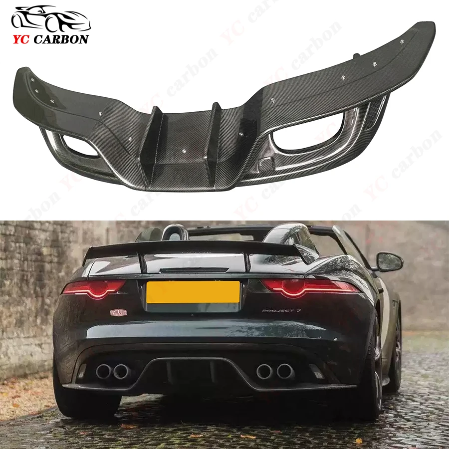 For Jaguar F-TYPE High quality Carbon Fiber Car Rear Bumper Back lip Diffuser Rear Side Splitters Spoiler Lip