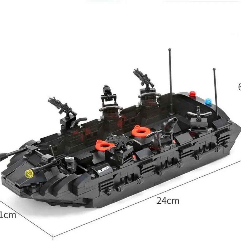 SWAT Black Hawk Helicopter & Raft Building Blocks Set with Accessories for Teens & Adults