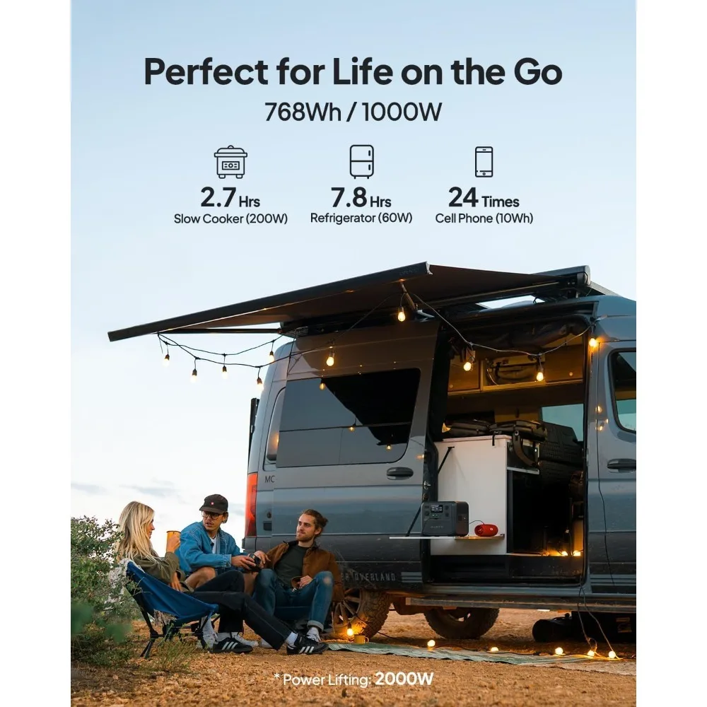 BLUETTI AC70 Portable Solar Generator, 768Wh Capacity with Dual 1000W AC Outlets, 100W Type-C Port, LiFePO4 Battery Included