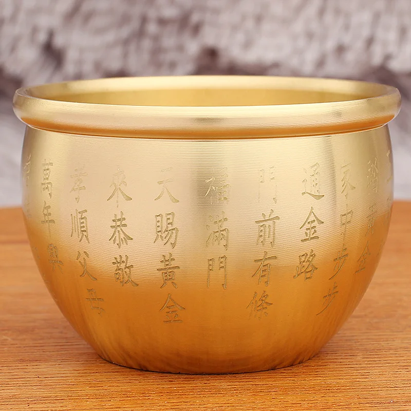 Brass Five Gods of Wealth Cylinder New Jubao Cylinder Baifu Rice Cylinder Bring in Wealth and Treasure Small Copper Ware Metal O