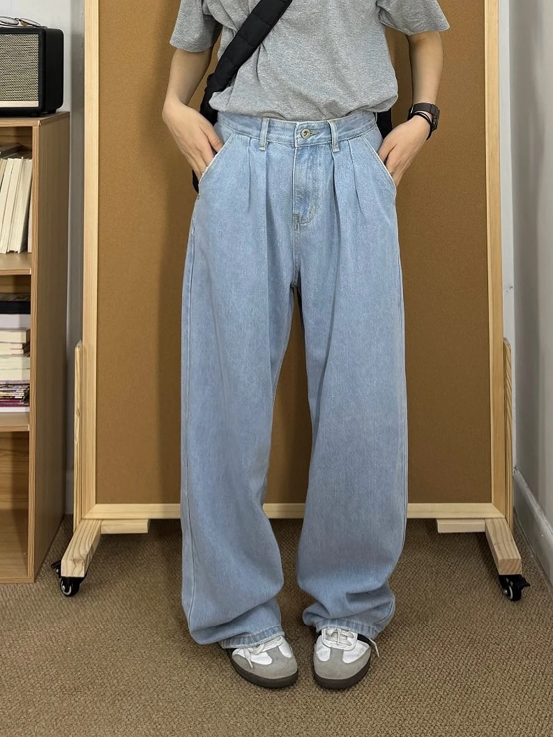 

Lifeasam японские прямые джинсы женские свободные брюки длиной до пола простые универсальные длинные брюки Ele