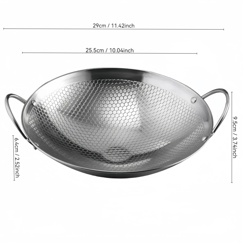 وعاء طبخ المطبخ من الفولاذ المقاوم للصدأ مقاس 25.5 سم/10 بوصة مع مقبض وعاء غير لاصق على شكل قرص العسل مثالي للوعاء الساخن والبورج والشرائح والمعكرونة #6