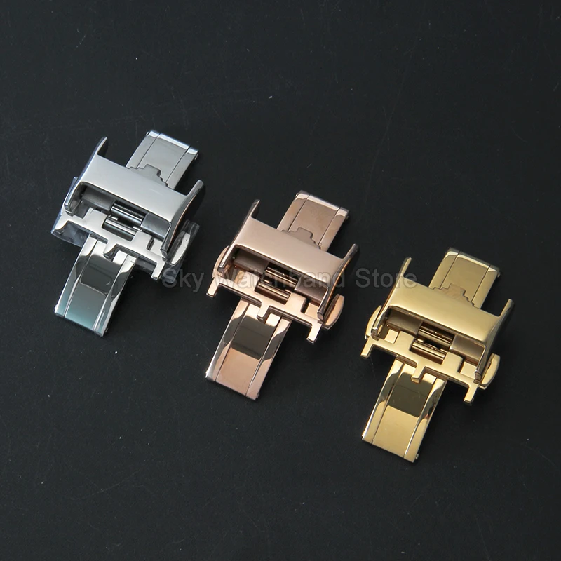 Accesorios para Relojes con Hebilla de Mariposa de Superficie Reforzada para Relojes Longines Master Flagship, Cierres de Acero Sólido 316L para Correas de Reloj
