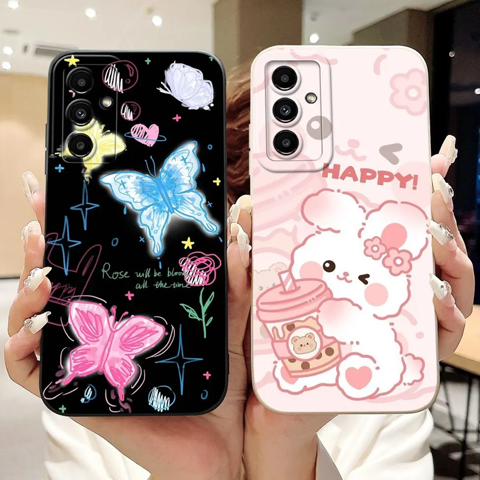 For Samsung F15 SM-E156B Case M15 SM-M156B Silicone Fashion Cute Cartoon Cat Luxury Back Cover For Samsung M15 Phone Case Bumper