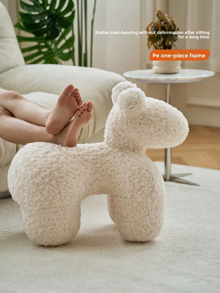 

Pony chair creative living room cartoon animal shoe changing stool lamb wool children's single seat sofa chair