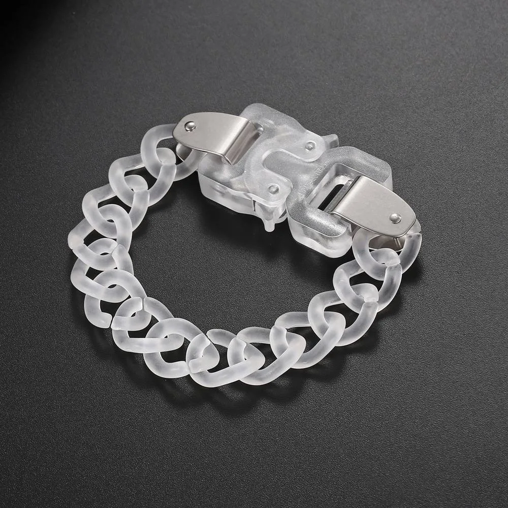 21AW Alyx Transparent Hip Hop Functional Style Bracelet Quick Release Buckle Acrylic Necklace