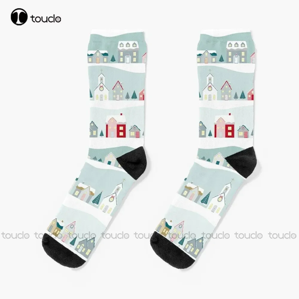 Christmas Village Socks Soft Socks High Quality Cute Elegant Lovely Kawaii Cartoon Sweet Cotton Sock Custom Gift Streetwear