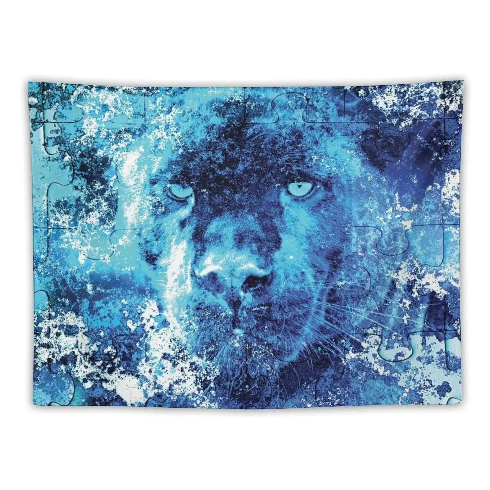 

Puzzled Panther Feeling Blue Tapestry Aesthetic Room Decor Korean Wall Hanging Decor Cute Room Decor Tapestry
