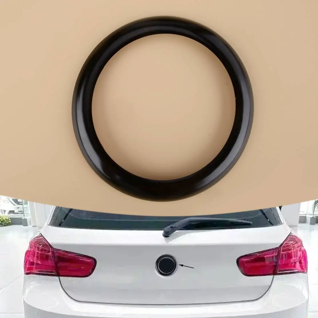 Black Car Rear Logo Surrounding Hood Ring Emblem Cover Trim Frame 83mm fit for BMW 1 Series F20 F21 2011 2012 2013 2014-2019