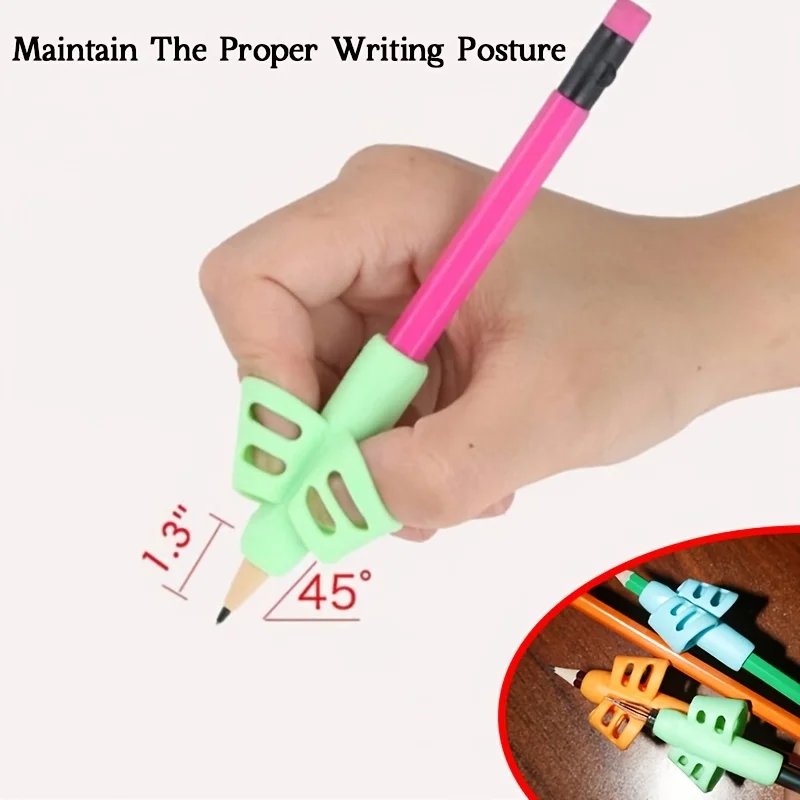 2–8 Stück Silikon-Stifthaltegriffe für Kinder, Grifftrainer für das Schreiben mit zwei Fingern, korrekte Handhaltung, ergonomisch und bequem. – Detail 1