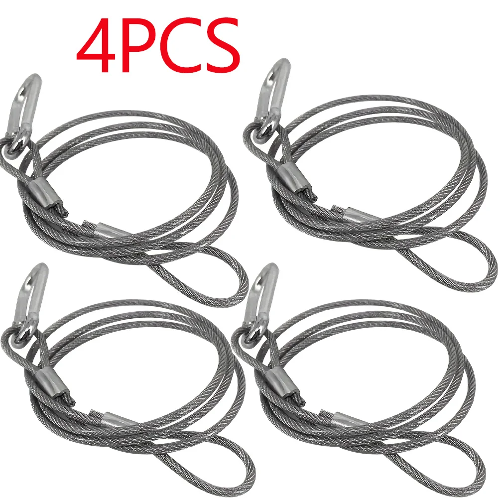 1/4PCS Geavanceerde podiumlichtveiligheidskabel zwart lager 60KG diameter 4mm 30,3-inch stalen veiligheidstouw gebruikt voor podiumverlichting fl