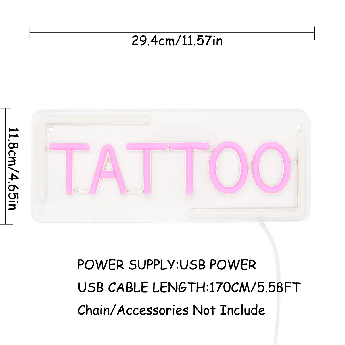 1PC White Pink TATTOO LED Neon Art Sign For Tattoo Shop Hair Salon Shop Decoration Mood Lamp 11.57''*4.65''