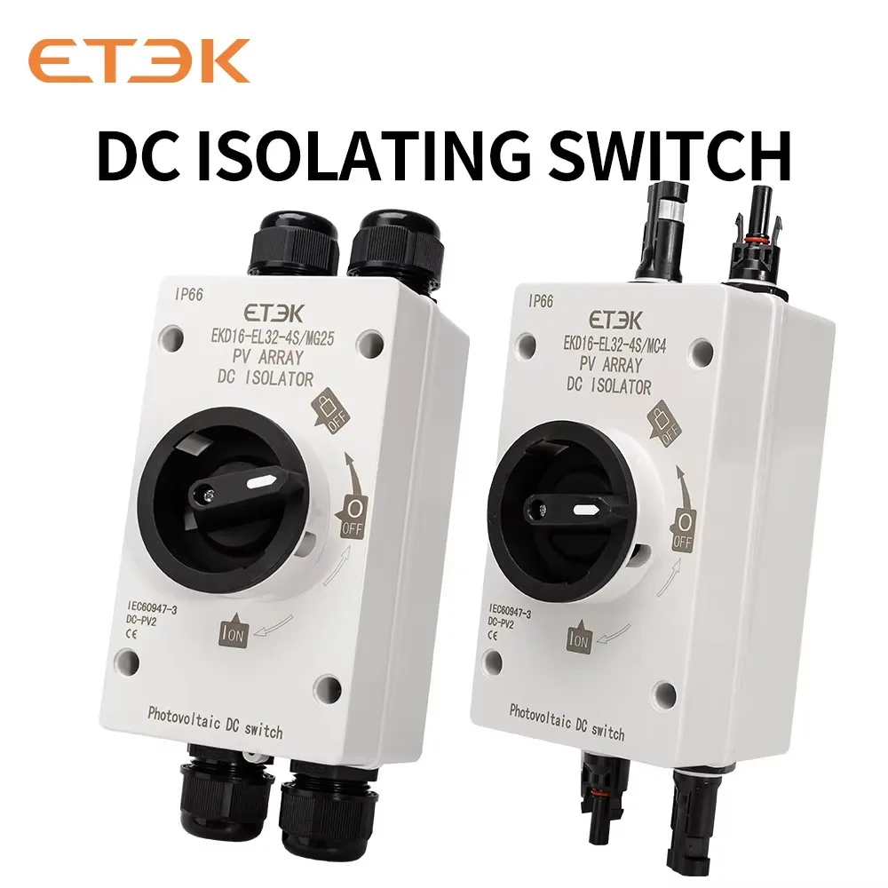 

ETEK PV солнечный изоляционный переключатель 4P DC1200V 32A IP66 водонепроницаемый уличный переключатель для фотоэлектрической системы вращающаяся ручка EKD16