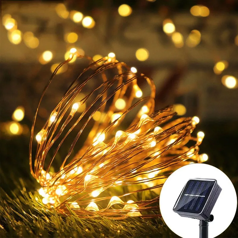 

50/100/200/300 LED Solar Copper Wire Light String 8 Modes Garden Outdoor Party Light Courtyard Wedding Decoration