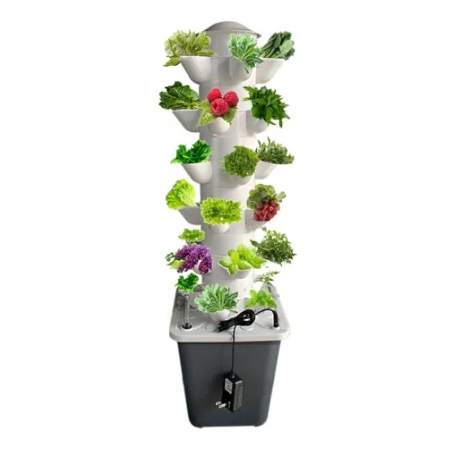 

Vertical Hydroponic Tower with 30 Pods for Indoor Home Gardening Smart Hydroponic Germination Kit Plastic Material Green Color
