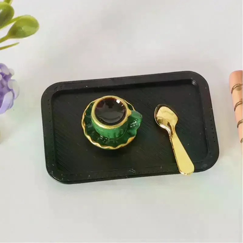 5 szt. Miniaturowy zestaw do popołudniowej herbaty z kawą i dim sum do domku dla lalek, model do dekoracji kuchni domku dla lalek, zabawki do udawania dla dzieci, prezent