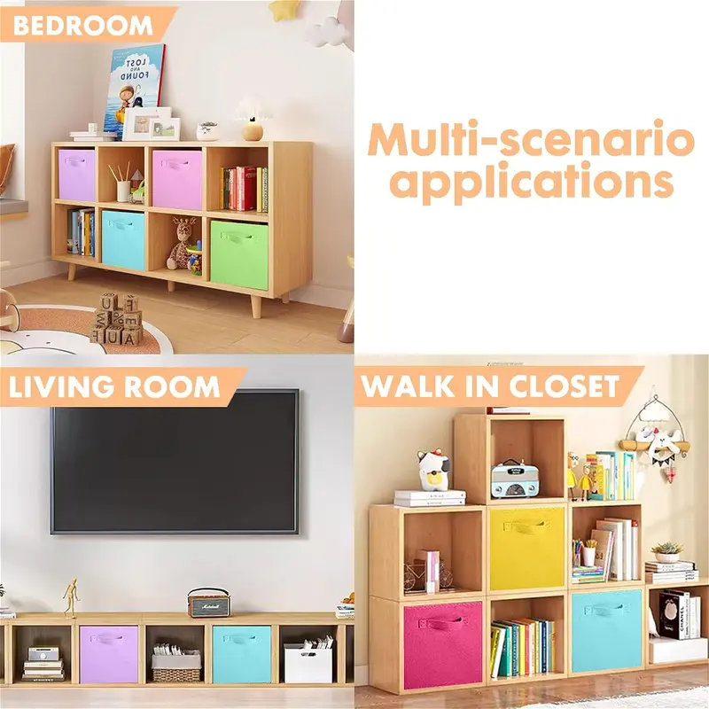 Non Woven Storage Box with Handles Foldable Fabric Storage Cube Colorful Organizer for Clothes Toys Books Shelves Closet Nursery - Image 5