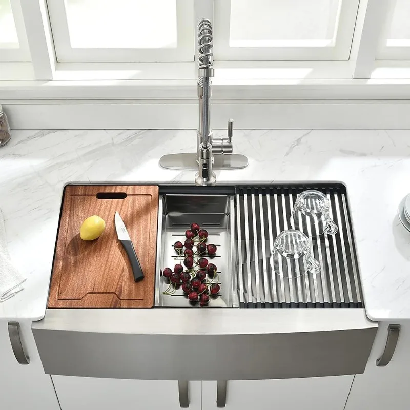 33Inch Farmhouse Sink Workstation Stainless Steel -VOKIM 33