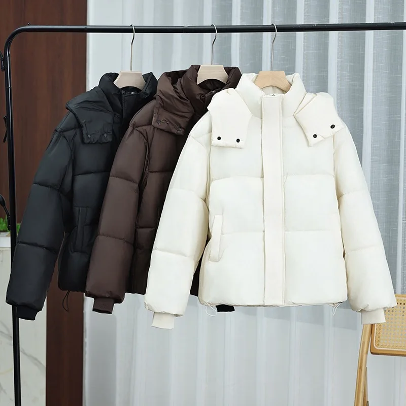 New Women's Winter Thickened Short Cotton Jacket Korean Style Loose Small Size Fashion Bread Coat Outerwear