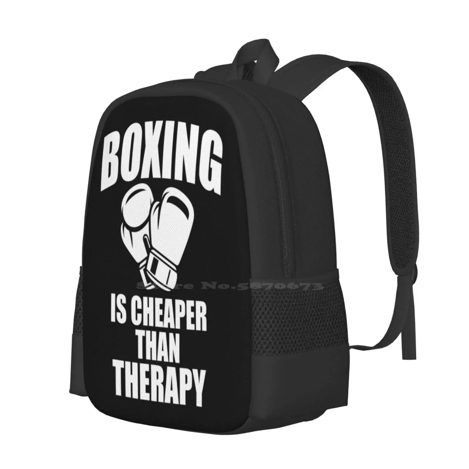 Boxing Is Cheaper Than Therapy Funny Fight Hot Sale Schoolbag Backpack Fashion Bags Funny Boxing Love Boxing