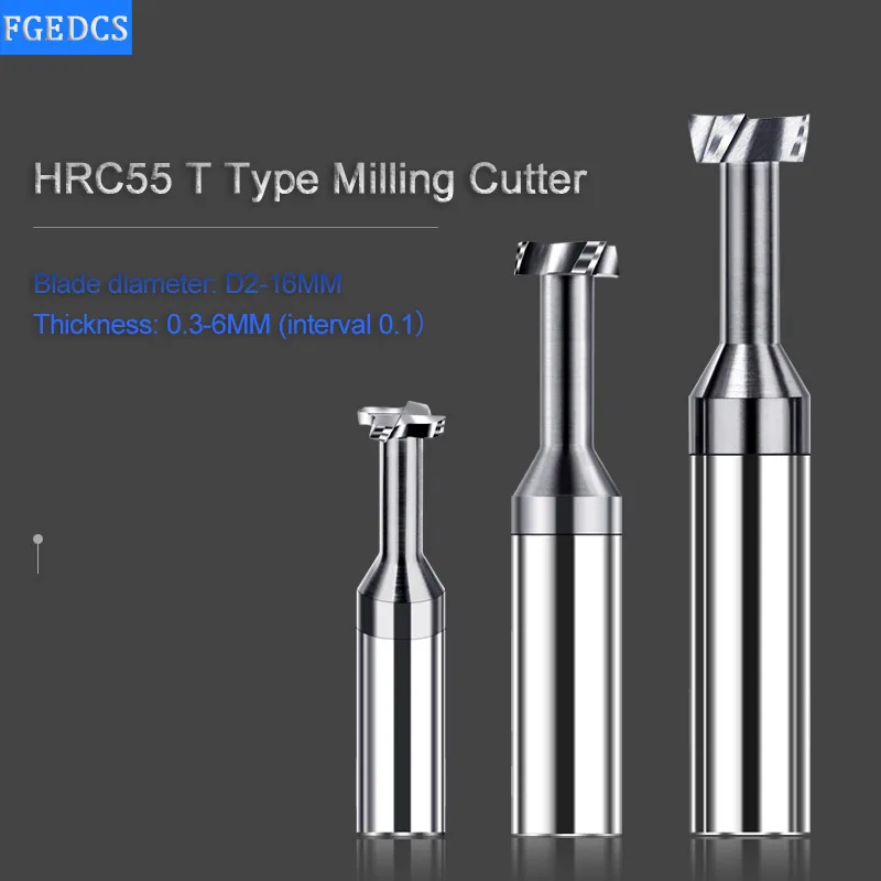 Carbide T Slot Milling Cutter Tungsten Steel Alloy CNC Tools Metal Machining 2mm 3mm 4mm 5mm 6mm 8mm Groove T Type End Mills