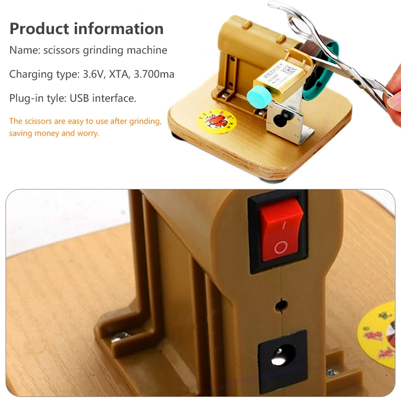 18W Fully Automatic Sharpener Tool With 6PCS Sand Ring Hairdresser Flat Shear Machine Grinding Machine Tailor Scissors